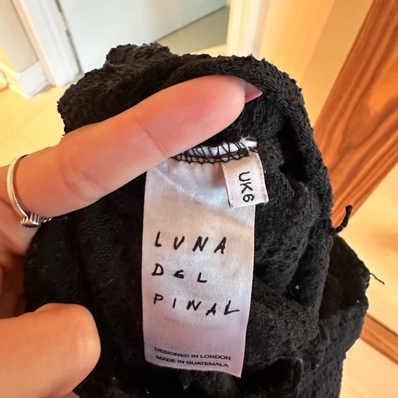 Luna del Pinal Black Knit Cropped Collared Short Sleeve - Picture 3 of 6